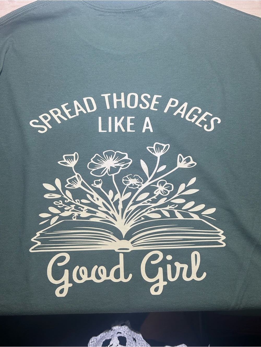 Good Girl Floral Book Graphic Tee - Sage Green